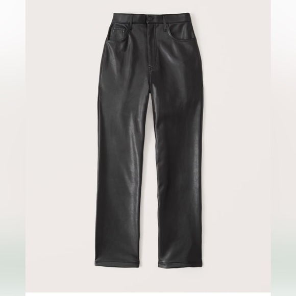 Abercrombie & Fitch Curve Love Vegan Leather 90s Straight Pant ultra highrise 27 - Picture 2 of 9